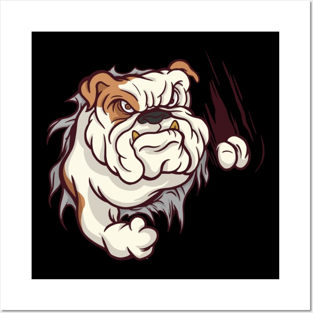 Angry Bulldog - Dogs Lovers Gift Wall Art by illustramart Gifts & Apparel